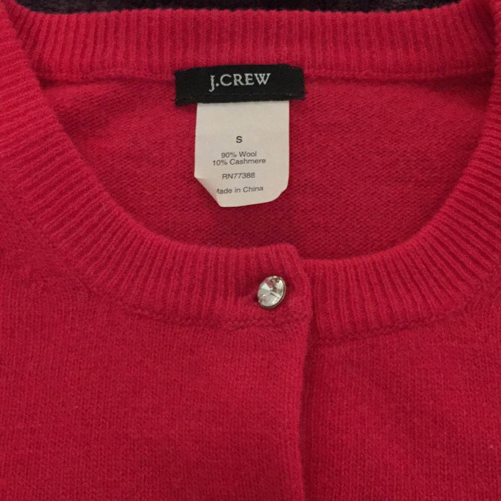 J Crew Bright Rose crystal button cardigan - Picture 2 of 4